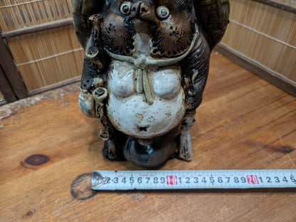 Japanese Vintage Tanuki Statue Shigaraki Pottery Raccoon Dog Japan