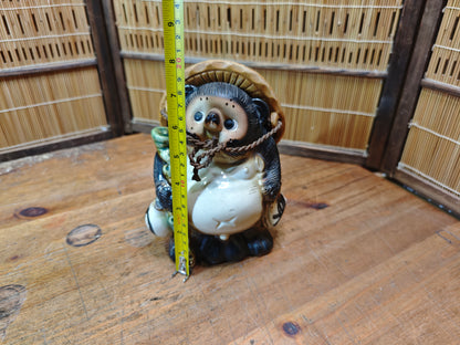 Japanese Vintage Tanuki Statue Shigaraki Pottery Raccoon Dog made in Jpn