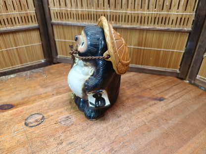 Japanese Vintage Tanuki Statue Shigaraki Pottery Raccoon Dog made in Jpn
