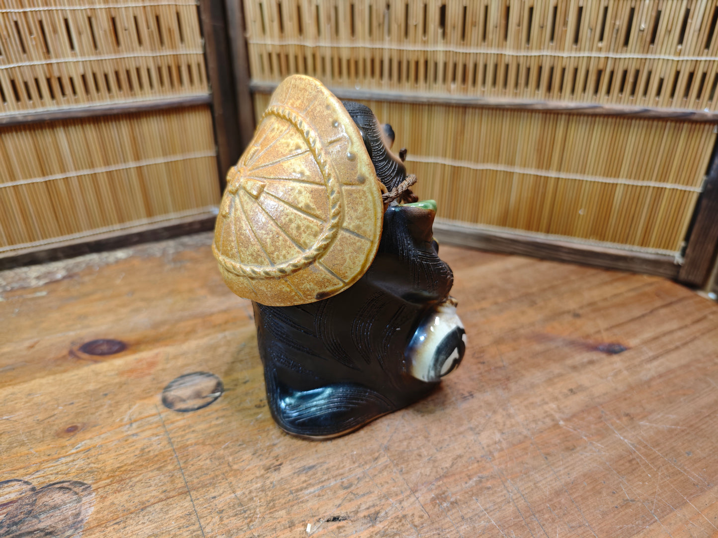 Japanese Vintage Tanuki Statue Shigaraki Pottery Raccoon Dog made in Jpn