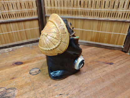 Japanese Vintage Tanuki Statue Shigaraki Pottery Raccoon Dog made in Jpn