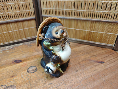 Japanese Vintage Tanuki Statue Shigaraki Pottery Raccoon Dog made in Jpn