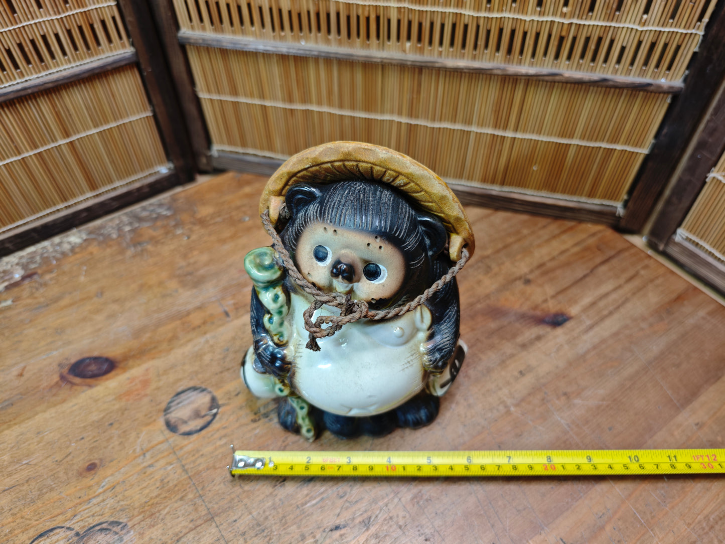 Japanese Vintage Tanuki Statue Shigaraki Pottery Raccoon Dog made in Jpn