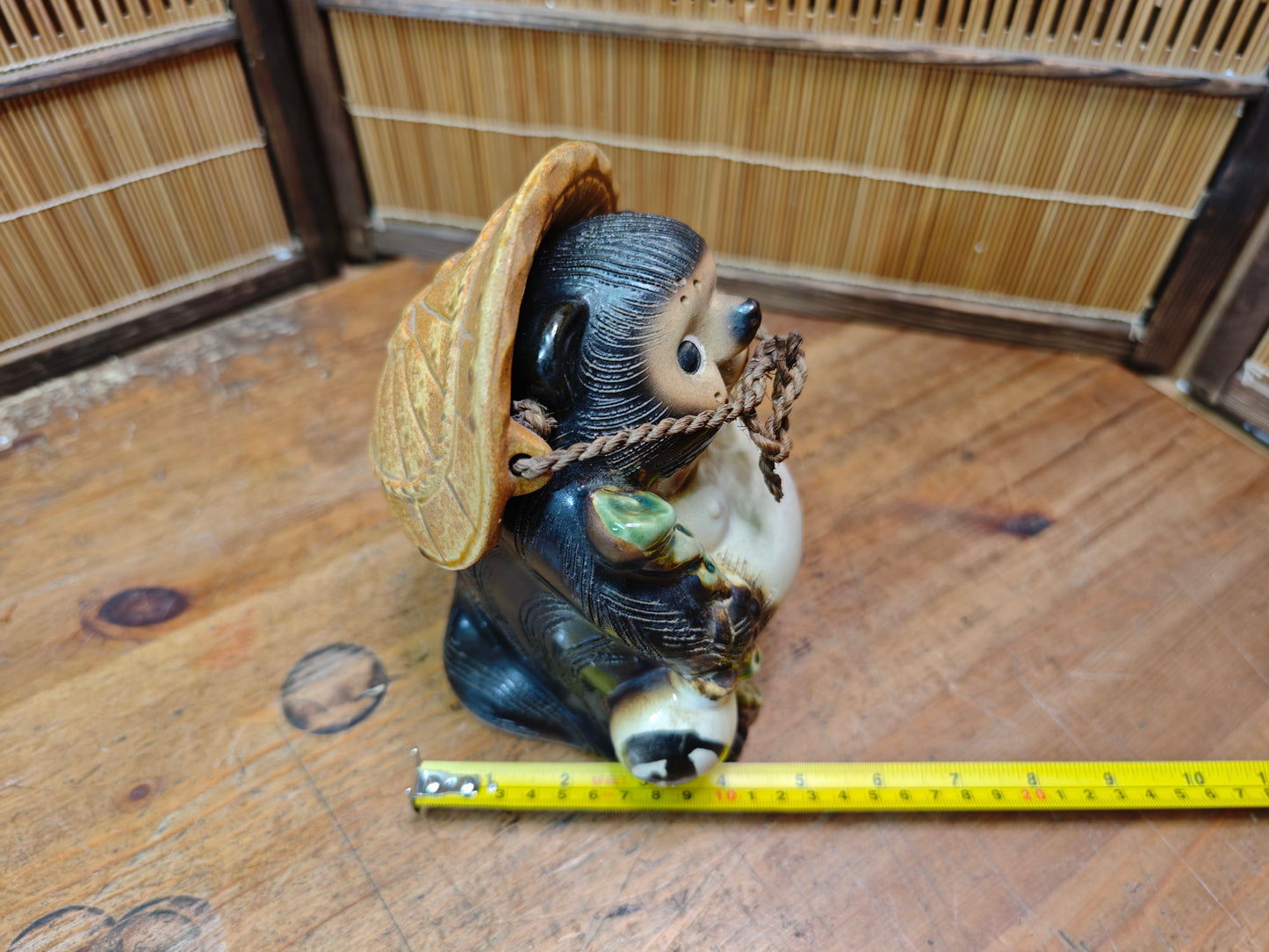 Japanese Vintage Tanuki Statue Shigaraki Pottery Raccoon Dog made in Jpn