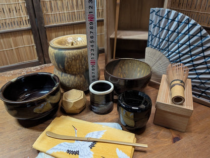 Vintage Japanese Tea Ceremony Set Chabako Box Complete Matcha Kit
