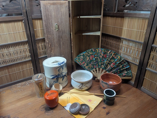 Vintage Japanese Tea Ceremony Set Chabako Box Complete Auction JP