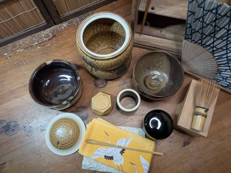Vintage Japanese Tea Ceremony Set Chabako Box Complete Matcha Kit