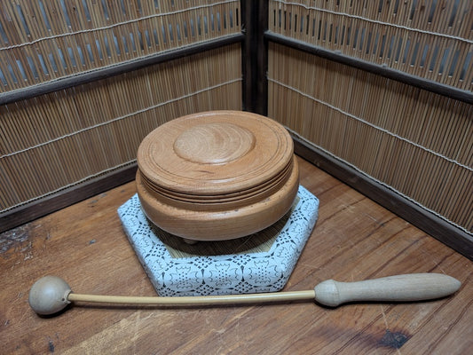 Vintage Japanese Mokugyo Wooden Drum Buddhist Instrument Japan