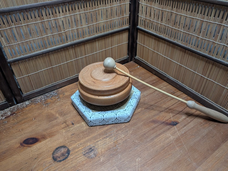 Vintage Japanese Mokugyo Wooden Drum Buddhist Instrument Japan