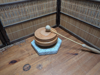 Vintage Japanese Mokugyo Wooden Drum Buddhist Instrument Japan