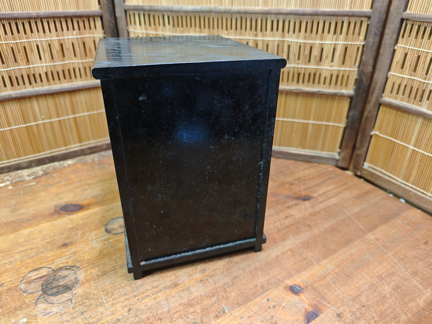 Vintage Japanese Yakisugi Mini Tansu 3 Drawer Charred Wood Chest