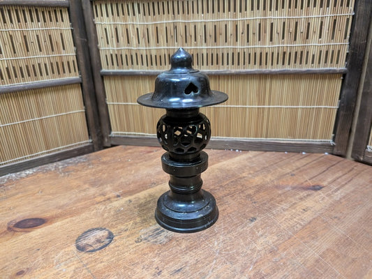 Japanese Vintage Bronze Toro Lantern Candlestick Temple Decor Japan
