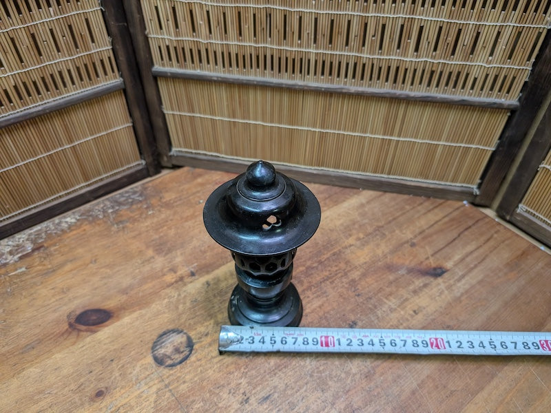 Japanese Bronze Toro Lantern Candlestick Vintage Temple Candle Holder