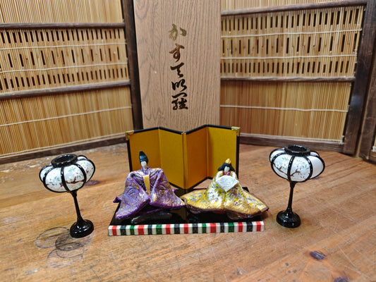Kimekomi Hina Dolls Washi Paper Pulp Base Japanese Emperor Empress Set