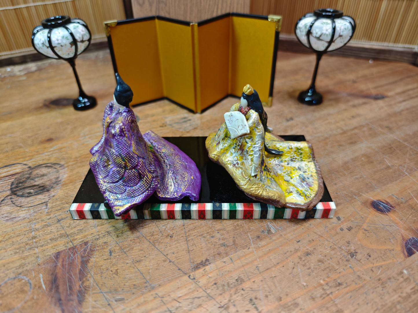 Kimekomi Hina Dolls Washi Paper Pulp Base Japanese Emperor Empress Set