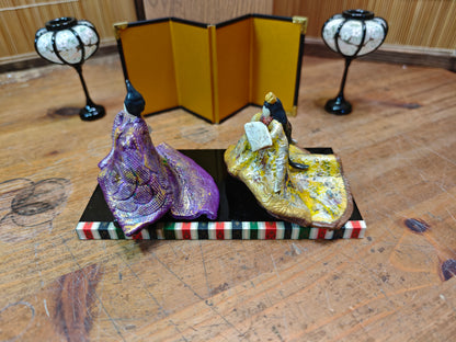Kimekomi Hina Dolls Washi Paper Pulp Base Japanese Emperor Empress Set