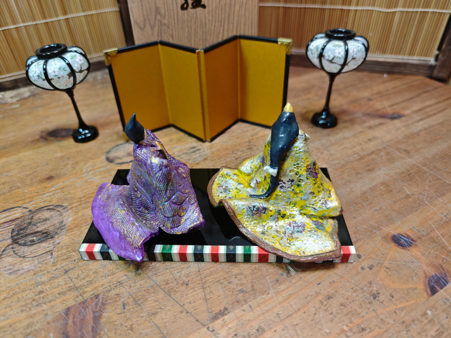 Kimekomi Hina Dolls Washi Paper Pulp Base Japanese Emperor Empress Set