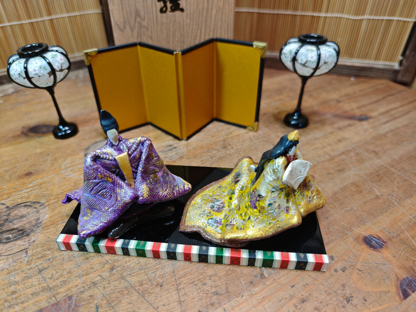Kimekomi Hina Dolls Washi Paper Pulp Base Japanese Emperor Empress Set