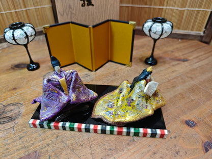 Kimekomi Hina Dolls Washi Paper Pulp Base Japanese Emperor Empress Set