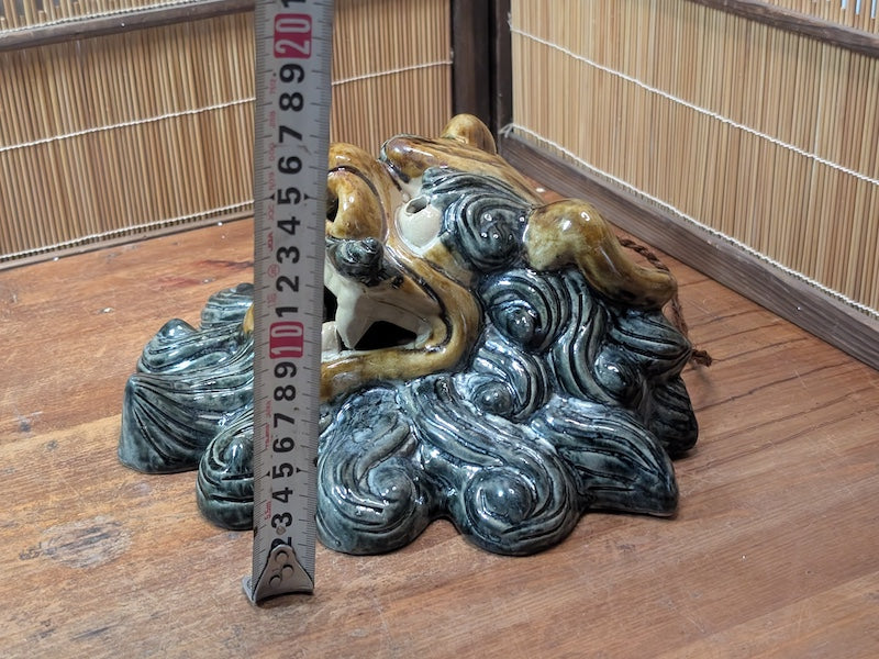 Japanese Vintage Shisa Wall Hanging Shigaraki Ware Pottery Lucky Charm Mask