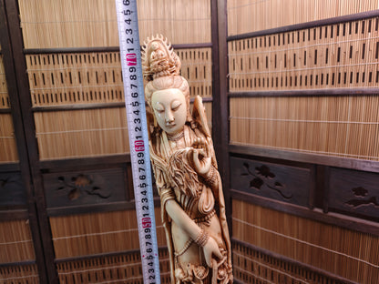 Large Chinese Guanyin Statue 28in Resin Goddess of Mercy Buddhist Figure Asia