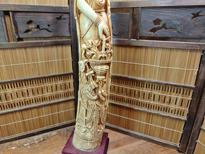 Large Chinese Guanyin Statue 28in Resin Goddess of Mercy Buddhist Figure Asia