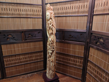 Large Chinese Guanyin Statue 28in Resin Goddess of Mercy Buddhist Figure Asia