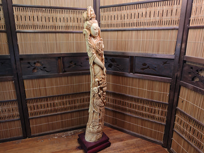 Large Chinese Guanyin Statue 28in Resin Goddess of Mercy Buddhist Figure Asia