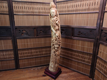 Large Chinese Guanyin Statue 28in Resin Goddess of Mercy Buddhist Figure Asia