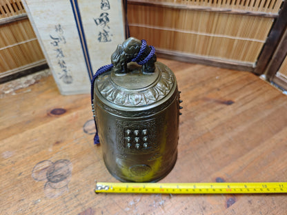 Large Japanese Bronze Buddhist Temple Bell Bonsho Ryuzu Antique