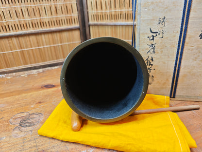 Large Japanese Bronze Buddhist Temple Bell Bonsho Ryuzu Antique