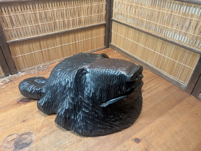 Large Vintage Japanese Wooden Bear Head Hokkaido Hand Carved Wall Art