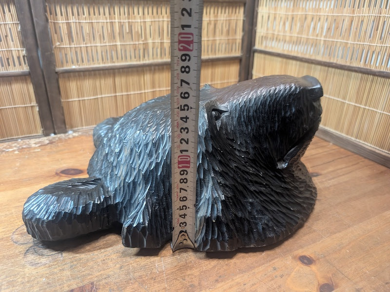 Large Vintage Japanese Wooden Bear Head Hokkaido Hand Carved Wall Art