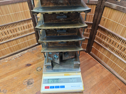 Large Japanese Vintage 5 Story Wooden Pagoda Goju-no-to Yaki Sugi Antique Japan