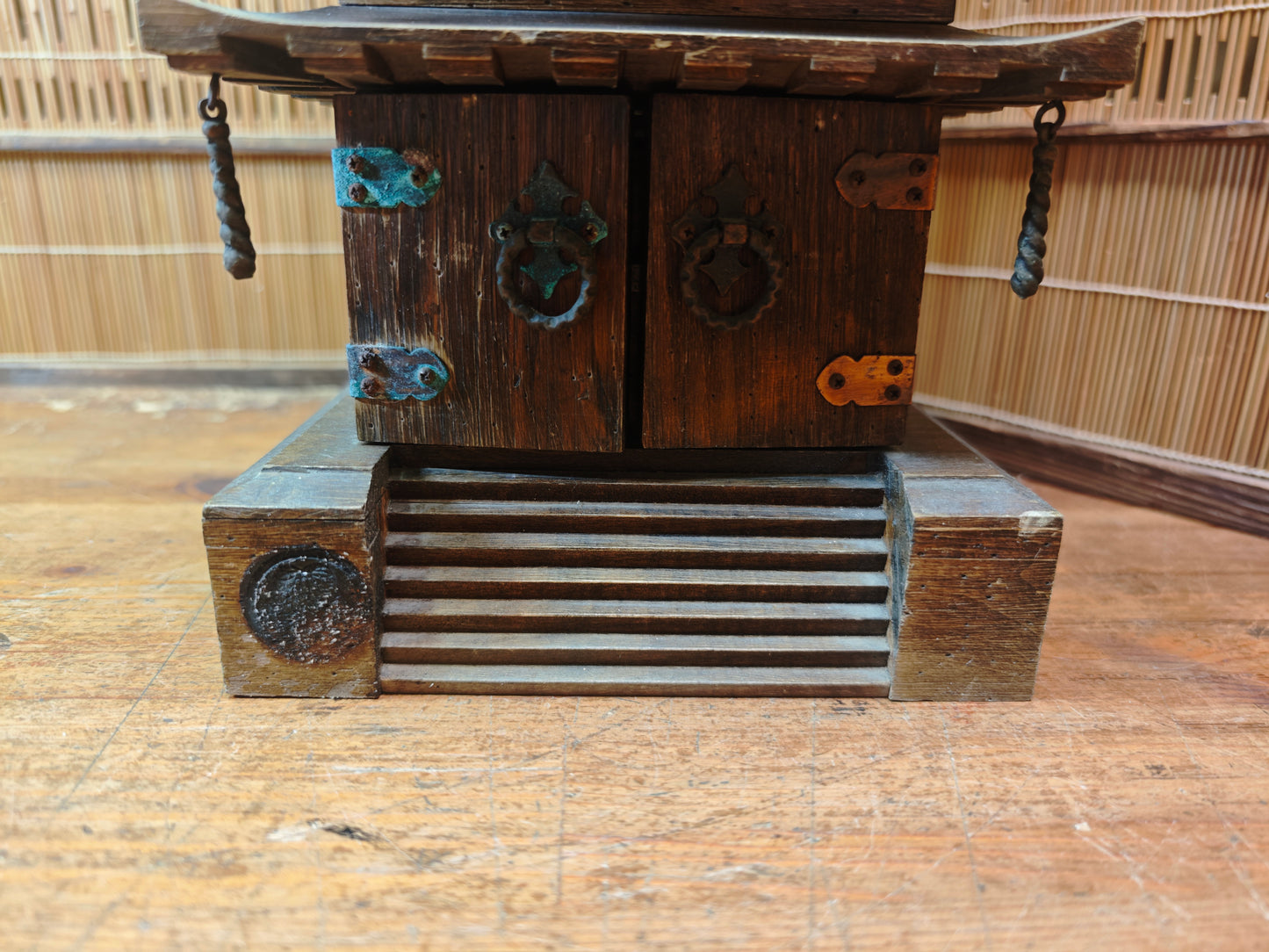 Large Japanese Vintage 5 Story Wooden Pagoda Goju-no-to Yaki Sugi Antique Japan