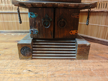 Large Japanese Vintage 5 Story Wooden Pagoda Goju-no-to Yaki Sugi Antique Japan