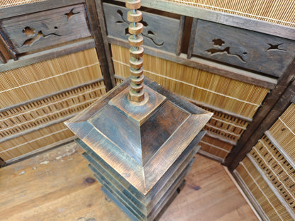 Large Japanese Vintage 5 Story Wooden Pagoda Goju-no-to Yaki Sugi Antique Japan