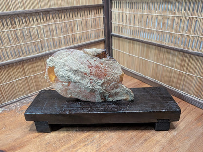 Rare 660g Natural Amber on Antique Wood Stand | Japan Auction