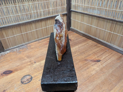 Rare 660g Natural Amber on Antique Wood Stand | Japan Auction