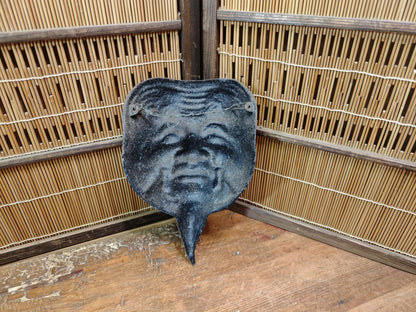 Meiji Era Japanese Okina Noh Mask Signed Steel Antique from Japan Auction