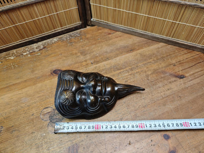 Meiji Era Japanese Okina Noh Mask Signed Steel Antique from Japan Auction