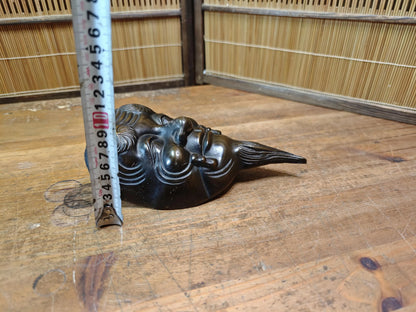 Meiji Era Japanese Okina Noh Mask Signed Steel Antique from Japan Auction
