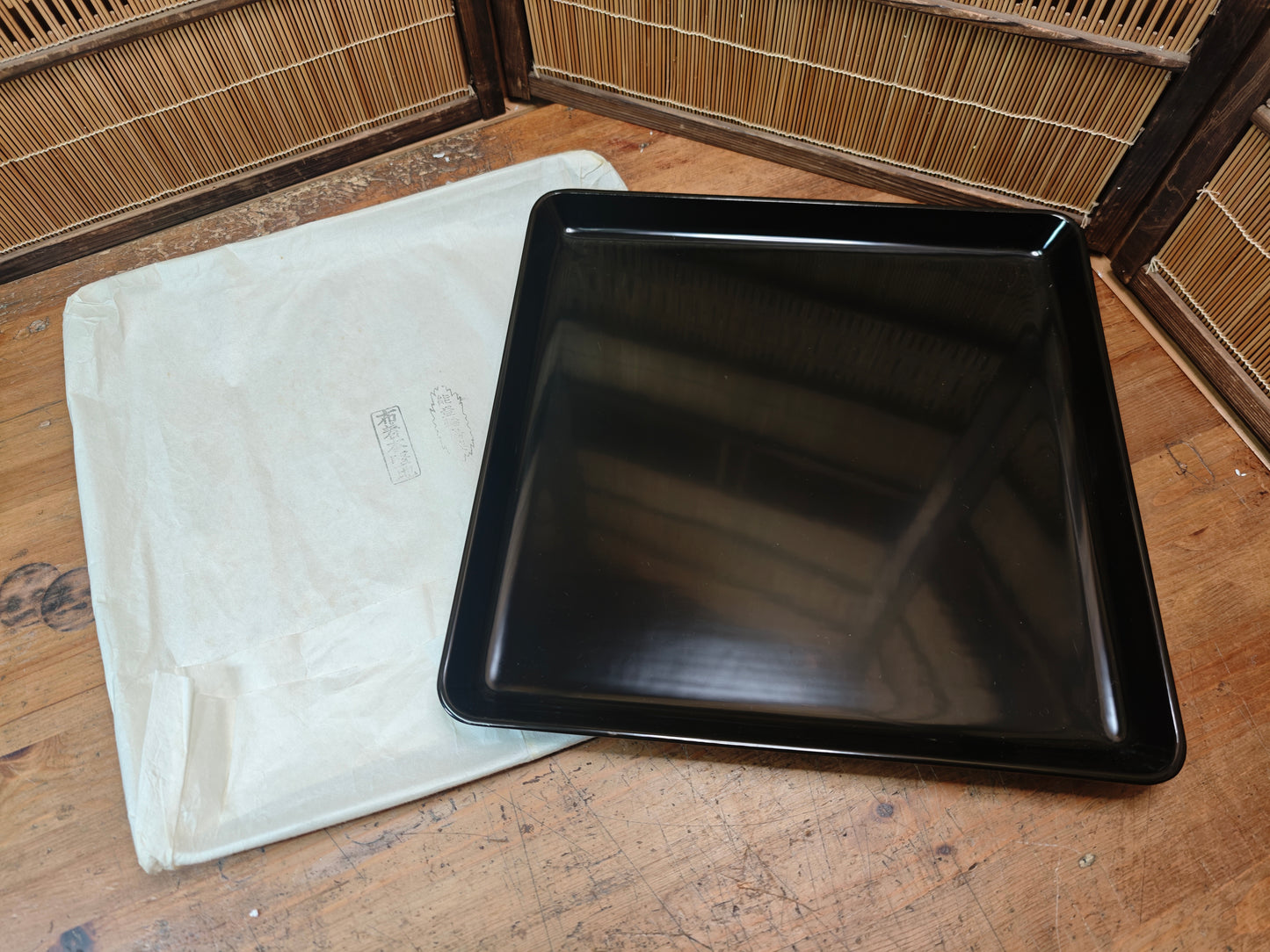 meiji era wajima nuri lacquer obon tray brown black antique japan