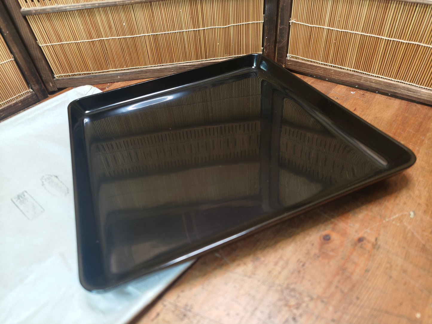 meiji era wajima nuri lacquer obon tray brown black antique japan