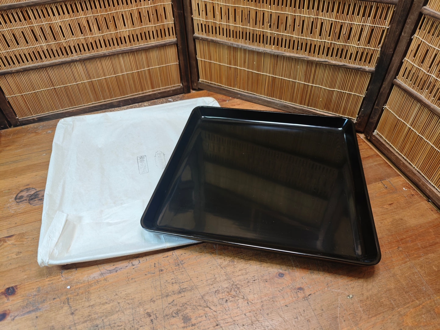 meiji era wajima nuri lacquer obon tray brown black antique japan