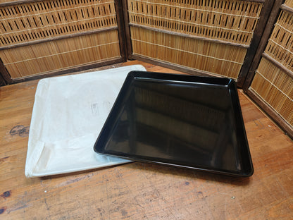 meiji era wajima nuri lacquer obon tray brown black antique japan