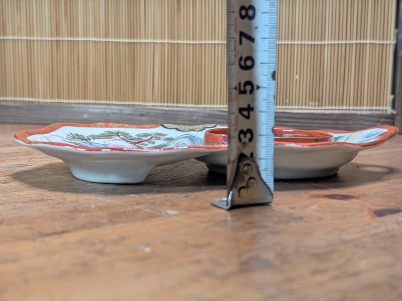 Antique Japanese Kutani Saucer Meiji Era Shoza Style Hand Painted Porcelain