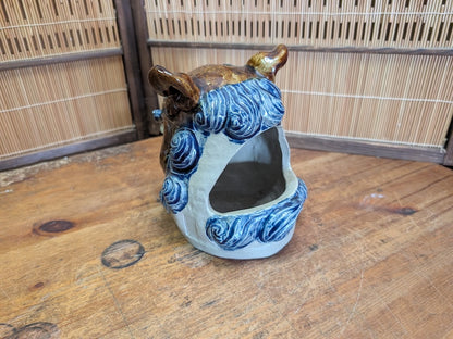 Okinawa Katori Senko Holder Shisa Pottery Burner Vintage Folk Craft