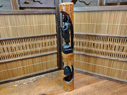 One of A Kind Japanese Vintage Monk & Nambu Tekki Wind Bell Bamboo Art