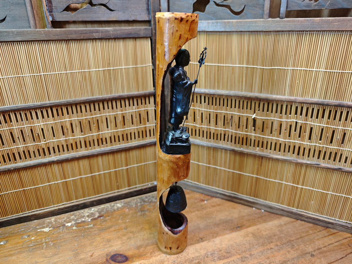 One of A Kind Japanese Vintage Monk & Nambu Tekki Wind Bell Bamboo Art